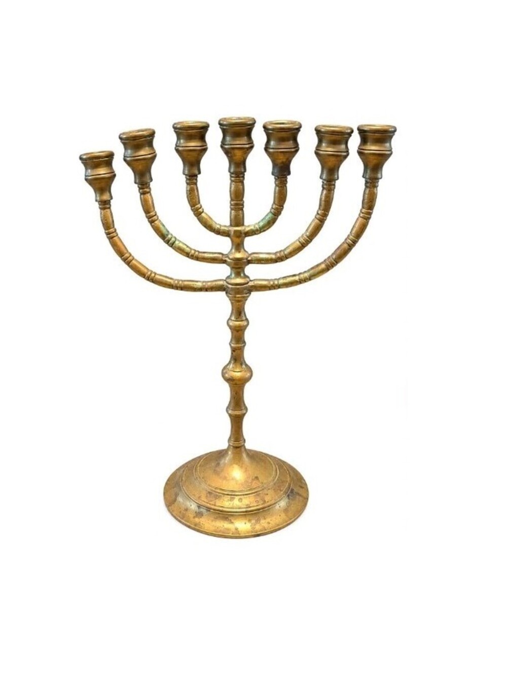 Vintage Solid Brass Temple Menorah Candelabra 7 Branches